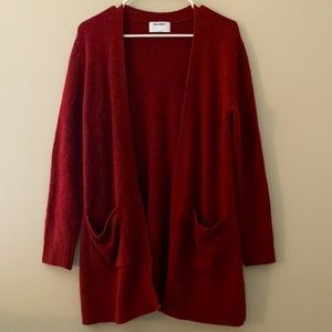 Fuzzy knit cardigan with pockets